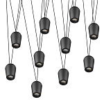 Подвесной светильник черными плафонами на длинных пересекающихся тросах Construction варинант исполнения - 9 | Loft Concept в Сочи