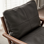 Кресло c каркасом из массива дерева и мягкой кожаной обивкой Walnut Armchair варинант исполнения - 5 | Loft Concept в Сочи