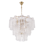 Люстра круглая многоярусная с прозрачными подвесками из стекла Hexagon Tube Light варинант исполнения - 2 | Loft Concept в Сочи