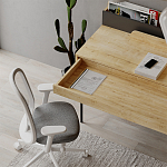 Стол письменный с выдвижным ящиком цвета древесины LEILA WORKING TABLE OAK ANTHRACITE варинант исполнения - 9 | Loft Concept в Сочи
