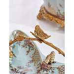 Блюдо из голубого фарфора с бронзовой ручкой в виде ветки Blue Garden варинант исполнения - 5 | Loft Concept в Сочи