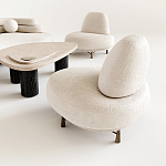 Кресло Vinsen обивка букле молочного цвета варинант исполнения - 1 | Loft Concept в Сочи