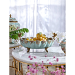 Чаша из голубого фарфора на бронзовых ножках с рисунком цветов и фигурками стрекоз Blue Garden варинант исполнения - 2 | Loft Concept в Сочи