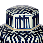 Ваза с крышкой и графическим узором в сине-белых цветах Blue & White Ornament  варинант исполнения - 4 | Loft Concept в Сочи