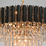 Люстра из черного металла с многоярусными подвесками из прозрачного хрусталя на золотой цепи Empire Black Chandelier Crystal варинант исполнения - 9 | Loft Concept в Сочи