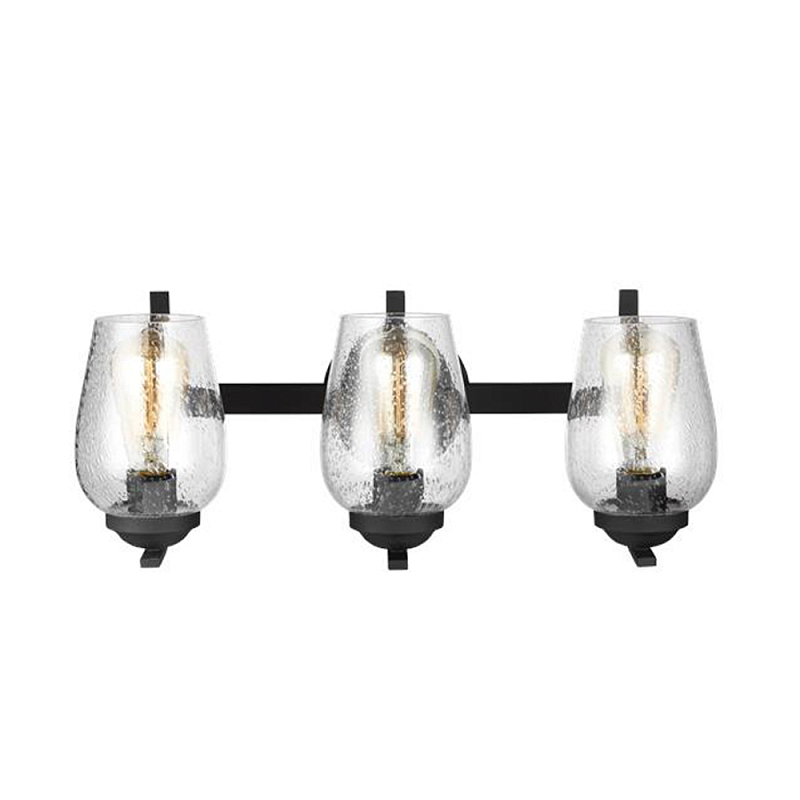 Бра черного цвета с 3-мя плафонами из прозрачного стекла с пузырьками Generation Lighting Черный Прозрачное Стекло в Сочи | Loft Concept 