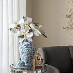 Ваза с крышкой и зелено-голубым рисунком на белом фоне 51 см Blue & White Ornament варинант исполнения - 5 | Loft Concept в Сочи