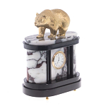 Часы настольные бронзовые с декором в виде медведя Bear Stone Clock варинант исполнения - 3 | Loft Concept в Сочи