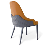 Стул оранжевый с высокой спинкой из искуственной кожи на серых металлических ножках Enigma Orange варинант исполнения - 2 | Loft Concept в Сочи