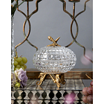 Конфетница прозрачная стеклянная на бронзовых ножках в виде морских коньков с крышкой в виде ракушки Eden Garden варинант исполнения - 3 | Loft Concept в Сочи