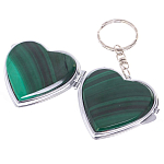Зеркало брелок складное двухстороннее в форме сердца из натурального камня Малахит Stone Mirrors варинант исполнения - 2 | Loft Concept в Сочи