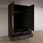 Шкаф платяной Primo с выдвижными ящиками шпон Темный орех варинант исполнения - 4 | Loft Concept в Сочи