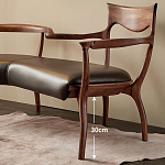 Кушетка с деревянным каркасом и сиденьем из коричневой натуральной кожи Moon Walnut Furniture варинант исполнения - 4 | Loft Concept в Сочи