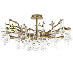 Потолочная люстра в виде ветвей деревьев золотого цвета с прозрачными подвесками-каплями Droplet Chandelier варинант исполнения - 1 | Loft Concept в Сочи