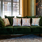 Декоративная подушка бежевая с растительным орнаментом Raffael Floral Beige Red Cushion варинант исполнения - 2 | Loft Concept в Сочи