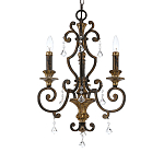 Люстра с подвесками из прозрачного стекла на кованом каркасе бронзового цвета в классическом стиле Quoizel варинант исполнения - 11 | Loft Concept в Сочи