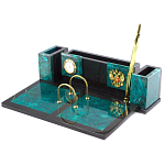 Настольный письменный набор из змеевика с часами и календарницей Successful Leader варинант исполнения - 2 | Loft Concept в Сочи