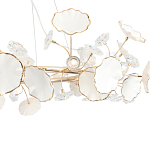 Люстра круглая с белыми лепестками из керамики и прозрачными хрустальными цветками Диаметр 82 см Wintery flovers варинант исполнения - 4 | Loft Concept в Сочи