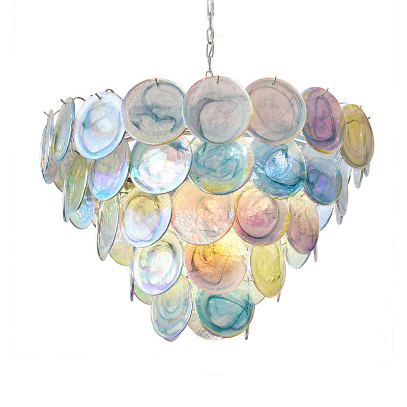 Люстра с каскадом из круглых разноцветных стеклянных дисков Mother of Pearl Iridescence Мульти Хром Люстра с каскадом из круглых разноцветных стеклянных дисков Mother of Pearl Iridescence Мульти Хром в Сочи | Loft Concept