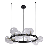 Люстра круглая подвесная с 15-ю прозрачными шарообразными плафонами из стекла Iona chandelier варинант исполнения - 6 | Loft Concept в Сочи