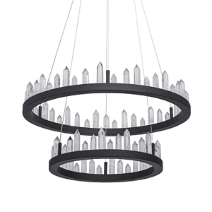 Люстра с двумя кольцами черного цвета с хрустальными элементами QUARTZ CRYSTAL