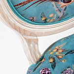 Стул из массива бука бирюзовый с изображением птиц и цветов Turquoise Beige Chinoiserie Birds Garden Chair варинант исполнения - 2 | Loft Concept в Сочи