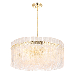 Люстра подвесная круглая с прозрачными рельефными стеклянными вставками и золотым основанием Textured Glass Chandelier варинант исполнения - 3 | Loft Concept в Сочи