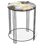 Стол журнальный круглый со столешницей из стекла Gold and Black Marble варинант исполнения - 1 | Loft Concept в Сочи