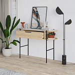 Консоль напольная деревянная с выдвижным ящиком и 2-мя полками со столешницей цвета белый мрамор OTIS CONSOLE OAK варинант исполнения - 2 | Loft Concept в Сочи