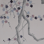 Обои ручная роспись Plum Blossom Special Colourway on Lilac Hint dyed silk варинант исполнения - 3 | Loft Concept в Сочи