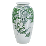 Ваза высокая с зелеными цветочными и птичьими мотивами Vase Inspired by Nature варинант исполнения - 1 | Loft Concept в Сочи