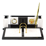 Настольный письменный набор из белого мрамора и змеевика Marble Accessory варинант исполнения - 1 | Loft Concept в Сочи