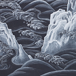 Обои ручная роспись Matsushima Waves Roka on Edo Night painted silk варинант исполнения - 2 | Loft Concept в Сочи