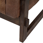 Коричневое кожаное кресло на деревянном каркасе Duncan Armchair варинант исполнения - 1 | Loft Concept в Сочи