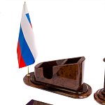 Настольный письменный набор с часами из природного камня обсидиана  Contract Extended варинант исполнения - 3 | Loft Concept в Сочи