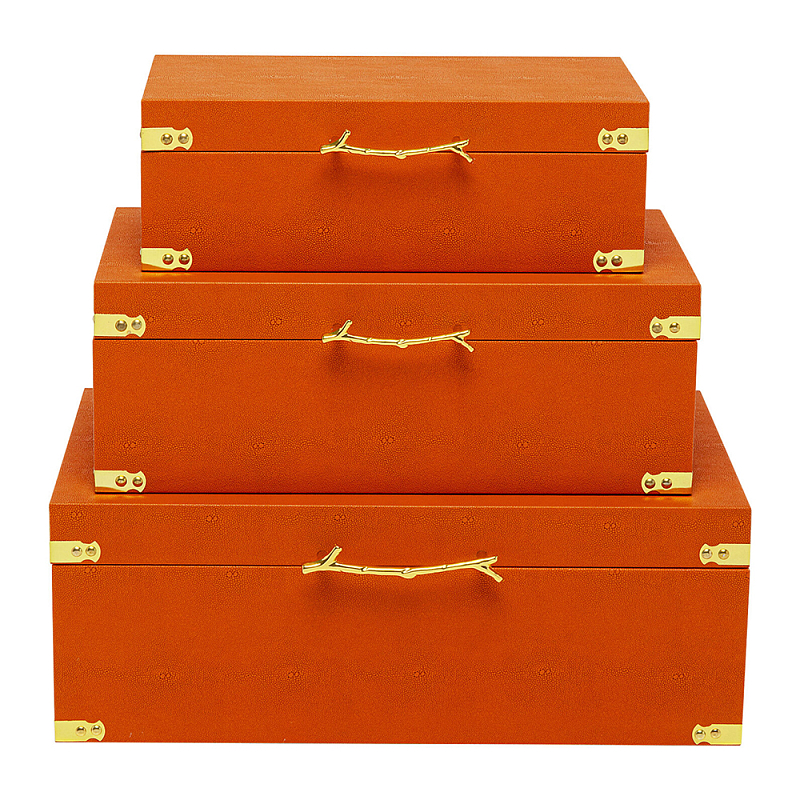 Комплект оранжевых чемоданов Golden Twigs Оранжевый Глянцевое золото в Сочи | Loft Concept 