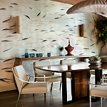 Обои ручная роспись Fishes Blue Pearl on Tarnished Silver gilded silk with pearlescent antiquing варинант исполнения - 4 | Loft Concept в Сочи