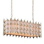 Люстра овальной формы с фактурным серебряным каркасом и тканевым абажуром Silver Honeycomb варинант исполнения - 1 | Loft Concept в Сочи