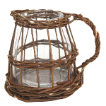 Кашпо стеклянное в плетёной корзине Mistress варинант исполнения - 1 | Loft Concept в Сочи