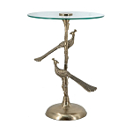 Столик с круглой стеклянной столешницей и корпусом в виде двух павлинов на ветке Table Two Peacocks варинант исполнения - 4 | Loft Concept в Сочи