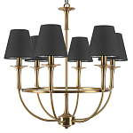 Люстра на металлическом основании бронзового цвета с 6-ю черными конусовидными абажурами Dignity варинант исполнения - 6 | Loft Concept в Сочи