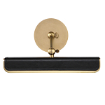 Светильник для картин цвет винтажная латунь с прямоугольным плафоном из кожи черного цвета Alora варинант исполнения - 3 | Loft Concept в Сочи