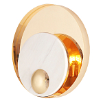 Бра с круглым плафоном из белого мрамора и золотистым металлическим обрамлением  Ginger & Jagger варинант исполнения - 1 | Loft Concept в Сочи