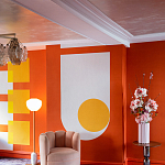 Обои ручная роспись Chez Nina by India Mahdavi Lantana colourway on Arancio dyed silk варинант исполнения - 5 | Loft Concept в Сочи