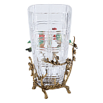 Ваза стеклянная прозрачная с бронзовым основанием в виде ветвей и фарфоровыми птичками Eden Garden варинант исполнения - 2 | Loft Concept в Сочи