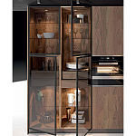 Комбинированный кухонный гарнитур сине-серого цвета с фасадом под дерево Benjamin Kitchen Set варинант исполнения - 3 | Loft Concept в Сочи