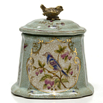 Шкатулка голубого цвета с рисунком и состаренным эффектом Eden Garden варинант исполнения - 1 | Loft Concept в Сочи