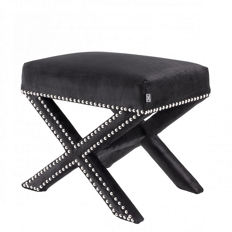 Оттоманка Eichholtz Stool Perugia Black Черный Никель в Сочи | Loft Concept 