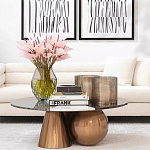 Дизайнерский журнальный стол с круглой столешницей на 3-х геометрических ножках Lehumod варинант исполнения - 4 | Loft Concept в Сочи