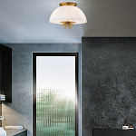 Подвесной светильник золотого цвета с полусферическим опаловым плафоном и декоративным элементом Elstead Lighting варинант исполнения - 9 | Loft Concept в Сочи